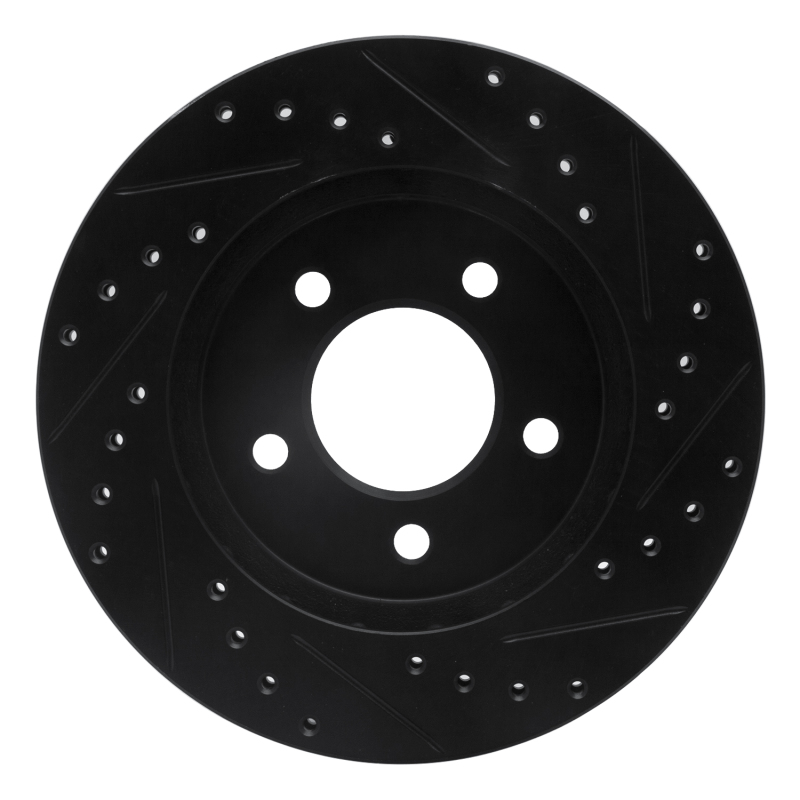 Chrysler Grand Voyager Brake Rotor (1) - Front Left - R1 Concepts - Drilled & Slotted - Black - `91-`02